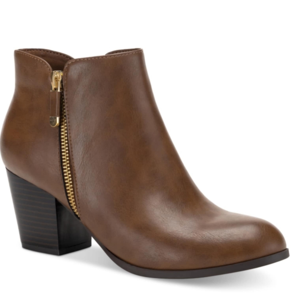 Style & Co Women's Masrinaa Ankle Booties, Cognac Smooth, 9.5M
